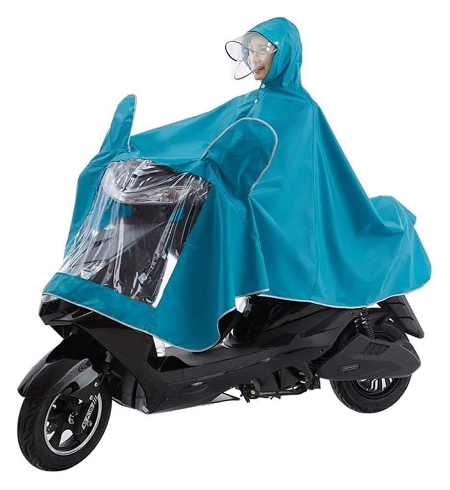 Elektrofahrrad Regenmantel Ponchos, großer Regenumhangmantel for Elektromobilitätsroller und Motorräder, Antibeschlag-Regenschutzhülle for Motorräder for Einzelpersonen mit Spiegelschlitz(Green,4XL) von AMZBNEIDI