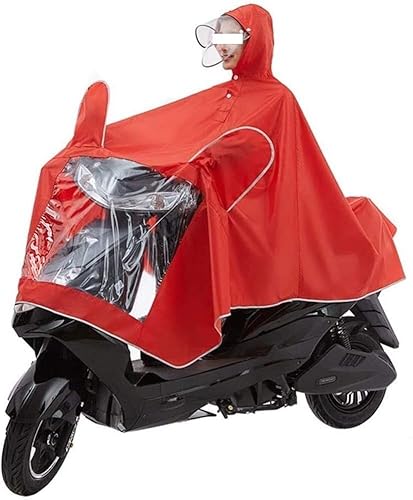 Elektrofahrrad Regenmantel Ponchos, großer Regenumhangmantel for Elektromobilitätsroller und Motorräder, Antibeschlag-Regenschutzhülle for Motorräder for Einzelpersonen mit Spiegelschlitz(Red,4XL) von AMZBNEIDI