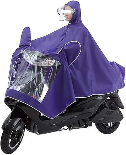 Elektrofahrrad Regenmantel Ponchos, großer Regenumhangmantel for Elektromobilitätsroller und Motorräder, Antibeschlag-Regenschutzhülle for Motorräder for Einzelpersonen mit Spiegelschlitz(Purple,3XL) von AMZBNEIDI