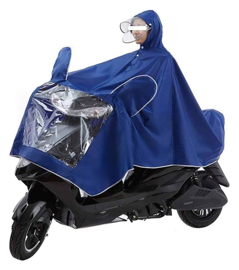 Elektrofahrrad Regenmantel Ponchos, großer Regenumhangmantel for Elektromobilitätsroller und Motorräder, Antibeschlag-Regenschutzhülle for Motorräder for Einzelpersonen mit Spiegelschlitz(Blue,4XL) von AMZBNEIDI