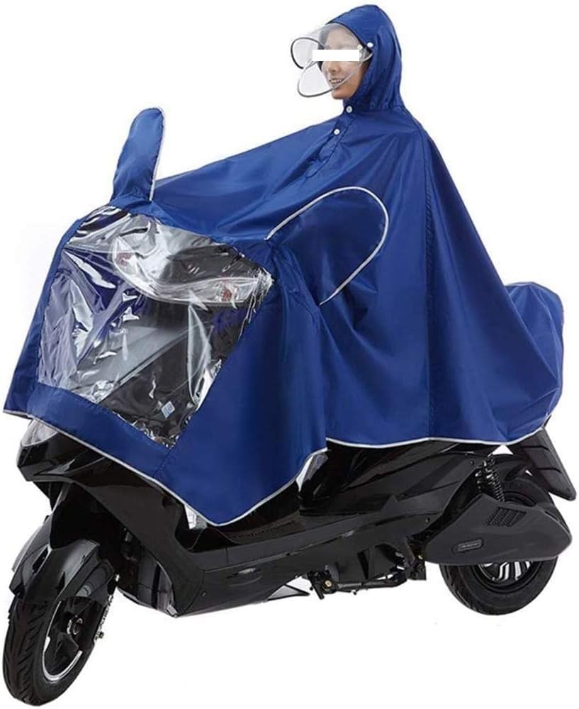 Elektrofahrrad Regenmantel Ponchos, großer Regenumhangmantel for Elektromobilitätsroller und Motorräder, Antibeschlag-Regenschutzhülle for Motorräder for Einzelpersonen mit Spiegelschlitz(Blue,4XL) von AMZBNEIDI