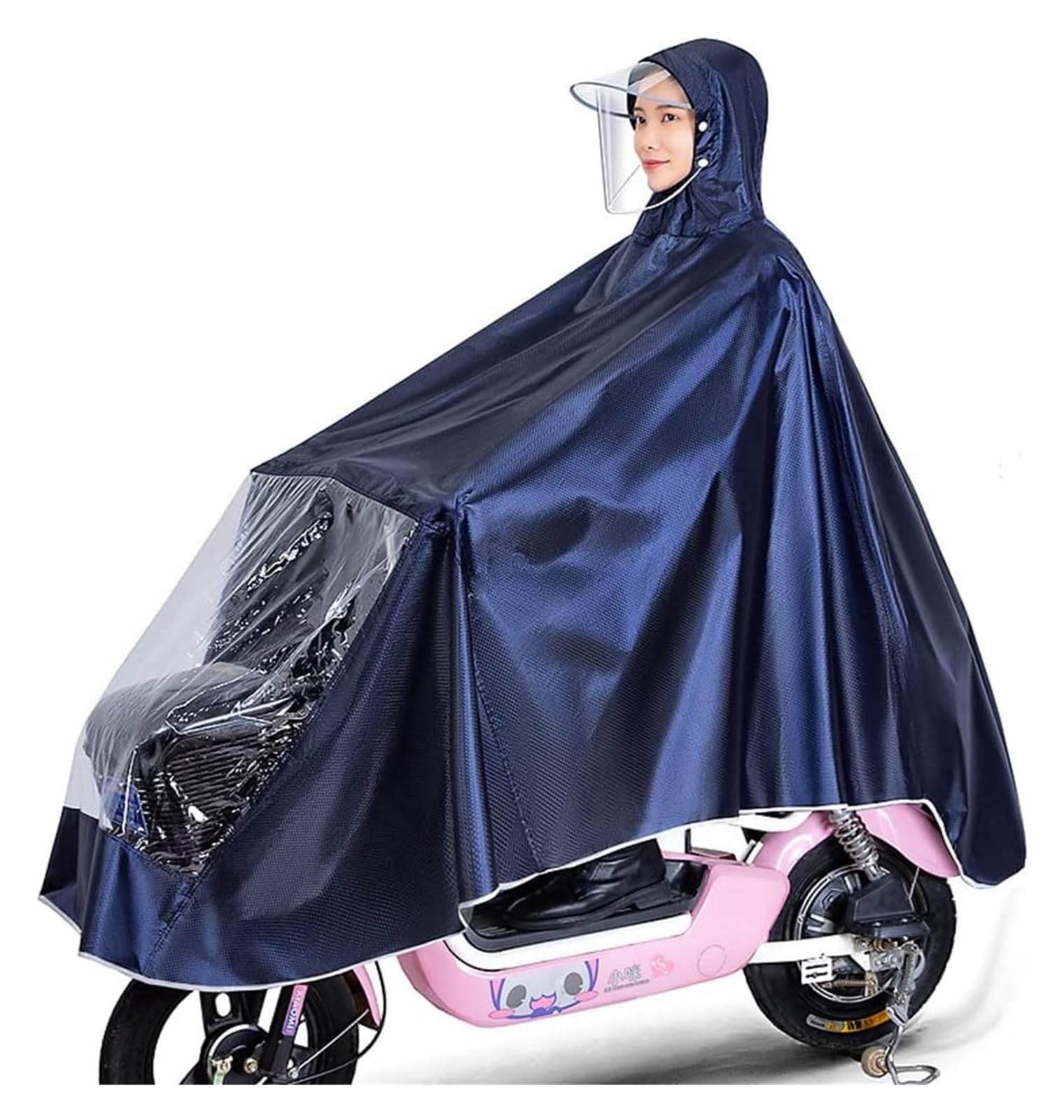 Elektrofahrrad Regenmantel Radfahren Regenmantel Elektrische Fahrrad Regenmantel, Elektrische Auto Regenmantel Motorrad Abdeckung Erwachsene Wasserdicht Regen Poncho Mobilität Roller Cape(Navy Blue) von AMZBNEIDI