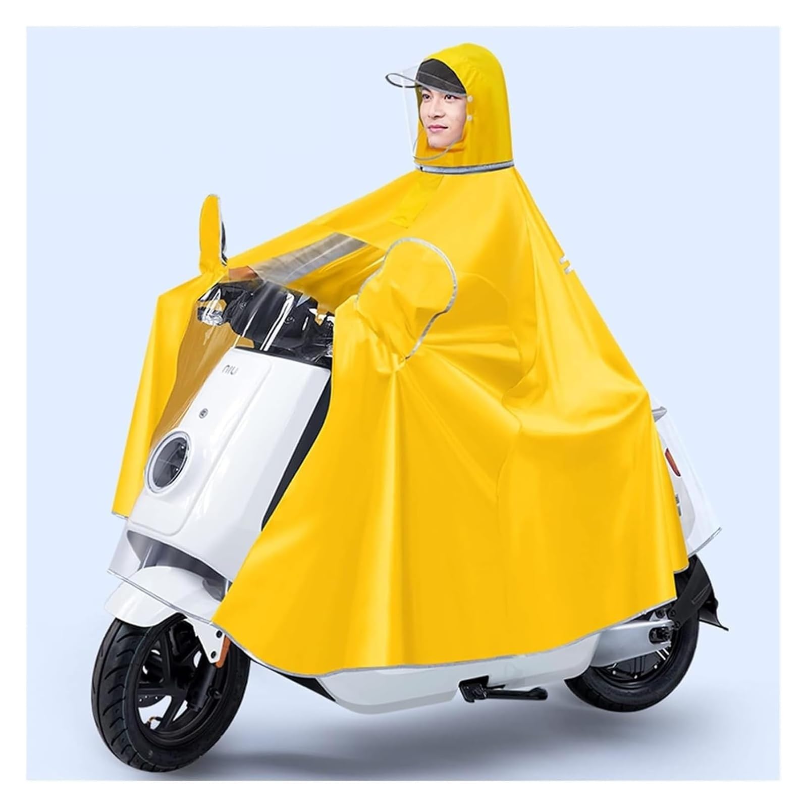 Elektrofahrrad Regenmantel Regenponcho mit Kapuze, Radfahren, winddichter Regenmantel for Fahrrad, Elektrofahrrad, Motorrad, Mobilität, Roller, Regenponcho-Abdeckung(Yellow,5XL single with mirror) von AMZBNEIDI