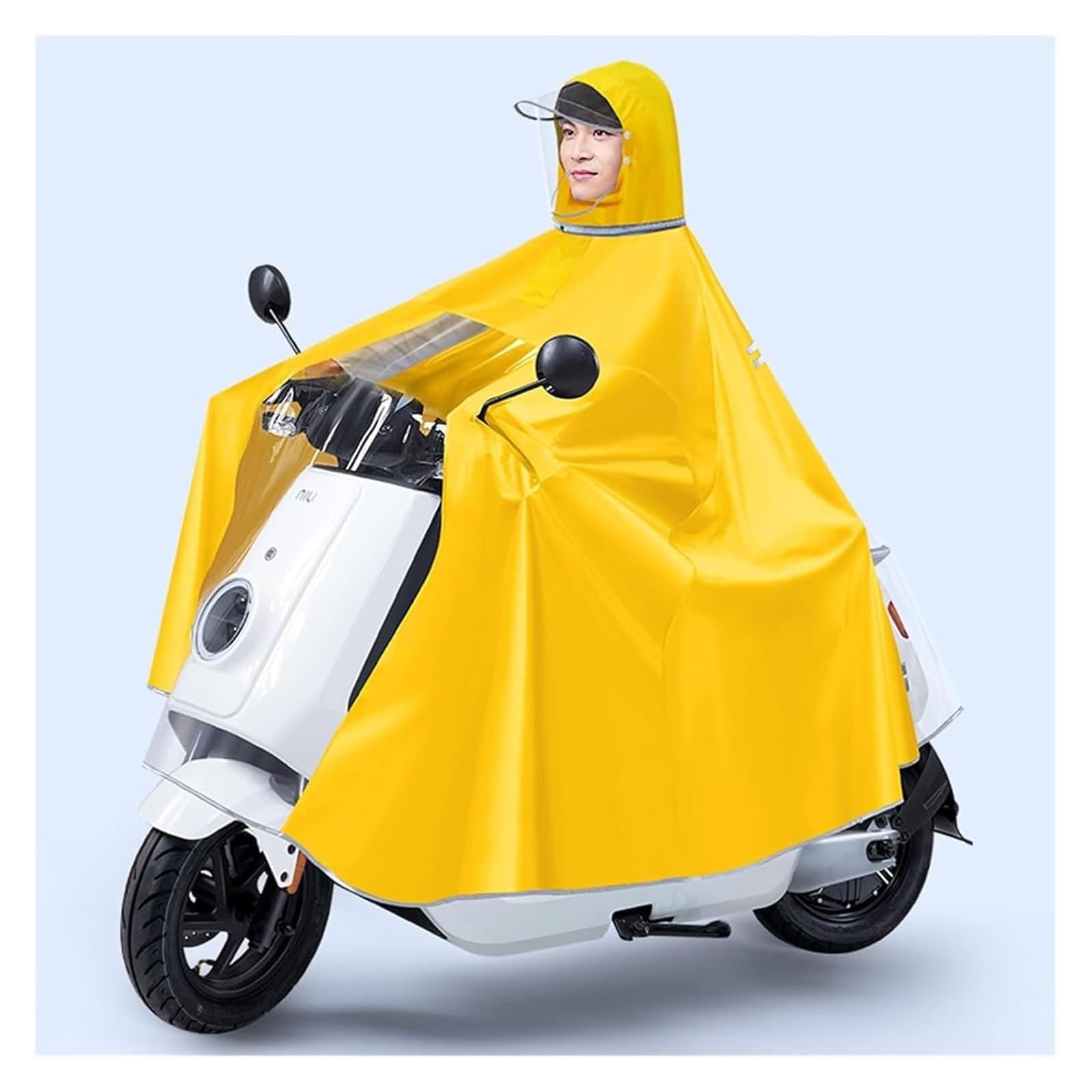 Elektrofahrrad Regenmantel Regenponcho mit Kapuze, Radfahren, winddichter Regenmantel for Fahrrad, Elektrofahrrad, Motorrad, Mobilität, Roller, Regenponcho-Abdeckung(Yellow,5XL single without mirror) von AMZBNEIDI