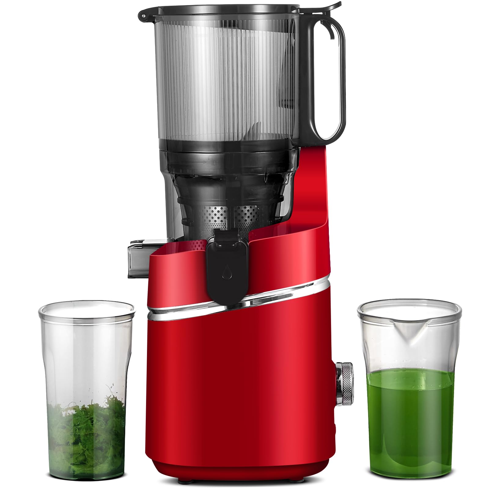 AMZCHEF Automatischer All-in-One Entsafter, 135MM Öffnung und 1,8L Entsafter für Gemüse und Obst, 250W Entsafter Slow Juicer Testsieger mit Dreifachem Filter -Rot [Energieklasse A+++] von AMZCHEF