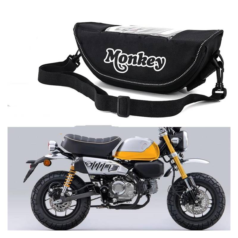 AMZCO Lenkertaschen Motorrad Für HON&DA Monkey 125 Monkey 125z Motorrad-Lenker-Aufbewahrungstasche Zubehör (Farbe : Logo 1) von AMZCO