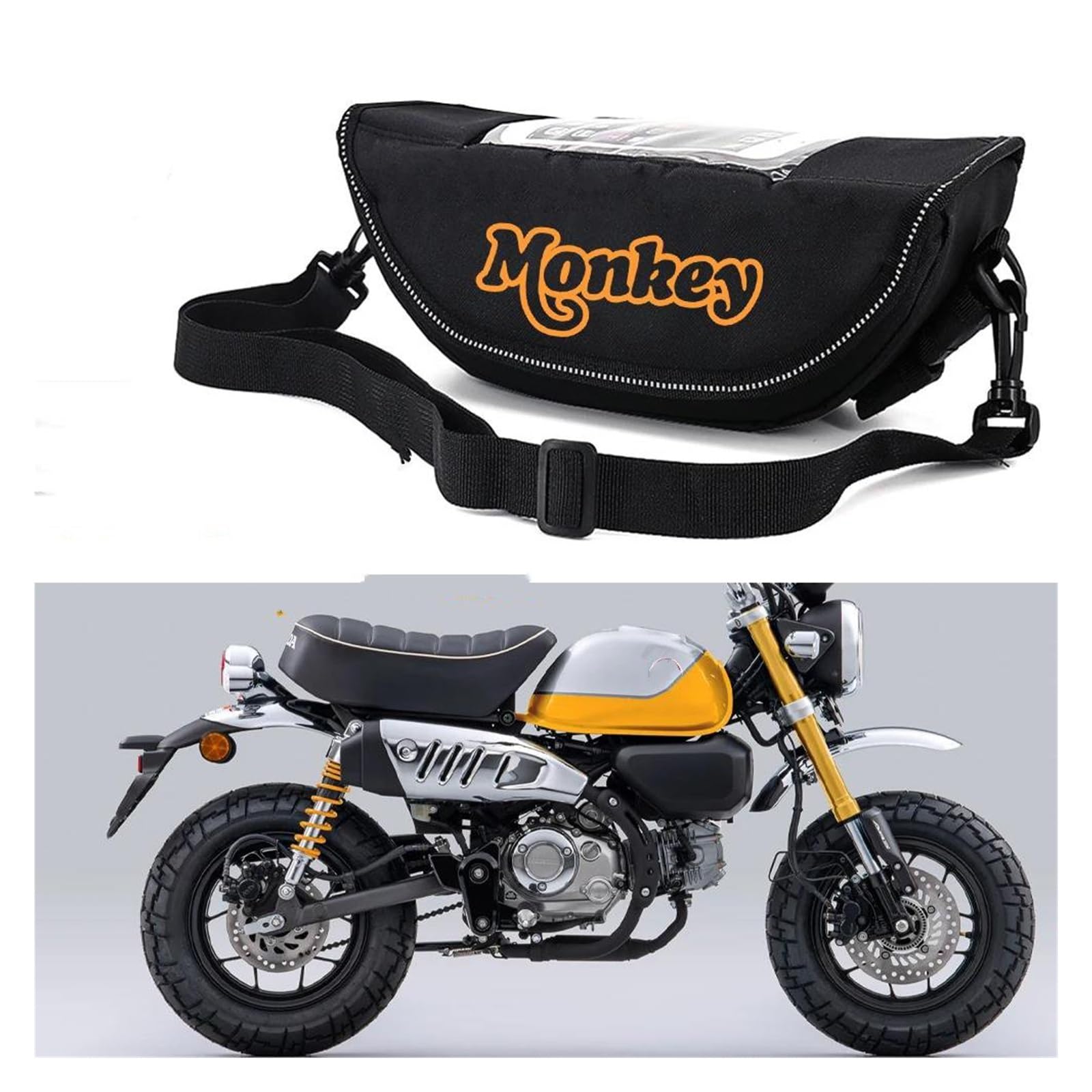 AMZCO Lenkertaschen Motorrad Für HON&DA Monkey 125 Monkey 125z Motorrad-Lenker-Aufbewahrungstasche Zubehör (Farbe : Logo 2) von AMZCO