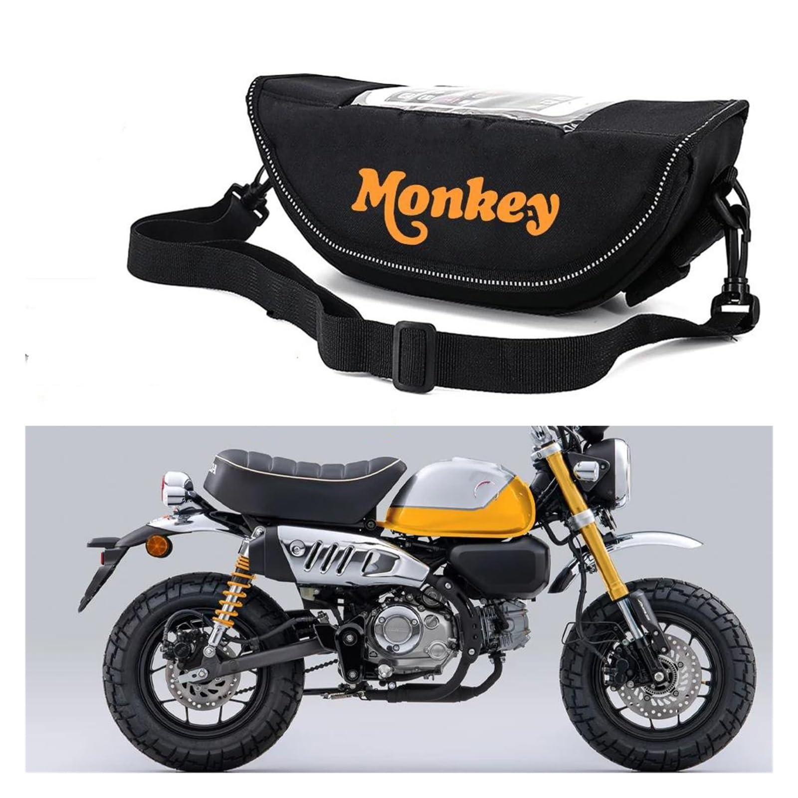 AMZCO Lenkertaschen Motorrad Für HON&DA Monkey 125 Monkey 125z Motorrad-Lenker-Aufbewahrungstasche Zubehör (Farbe : Logo 3) von AMZCO