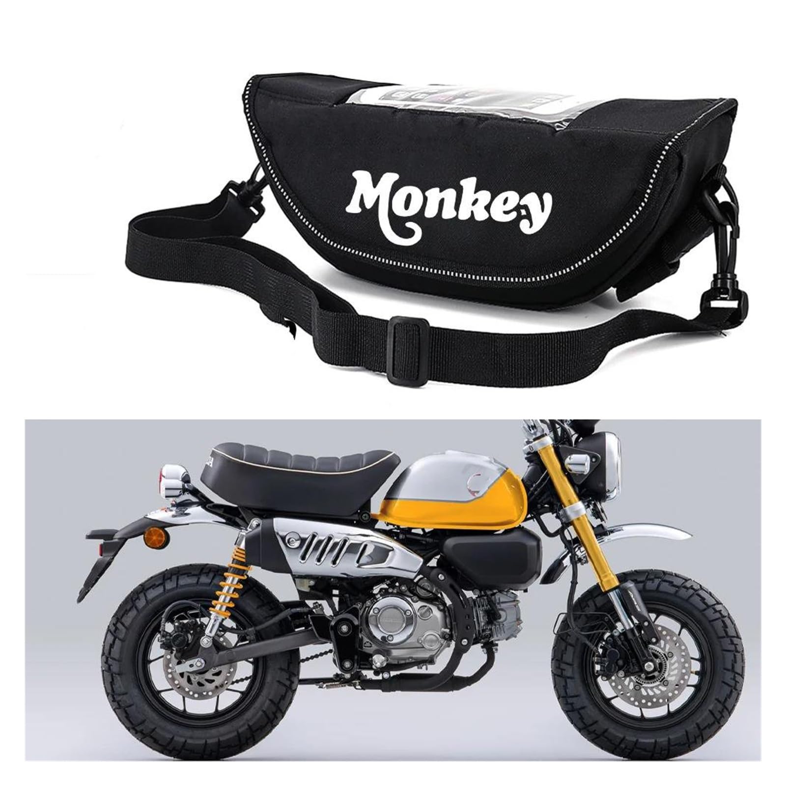 AMZCO Lenkertaschen Motorrad Für HON&DA Monkey 125 Monkey 125z Motorrad-Lenker-Aufbewahrungstasche Zubehör (Farbe : Logo 4) von AMZCO