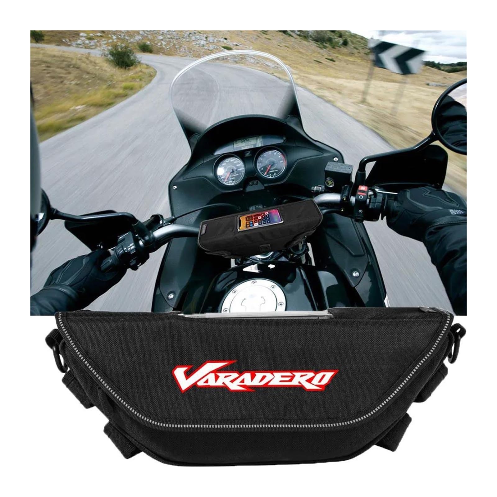 AMZCO Lenkertaschen Motorrad Für HON&DA Varadero xl1000 vfr1200x vfr Motorrad Lenker Aufbewahrungstasche Zubehör (Farbe : Logo 6) von AMZCO