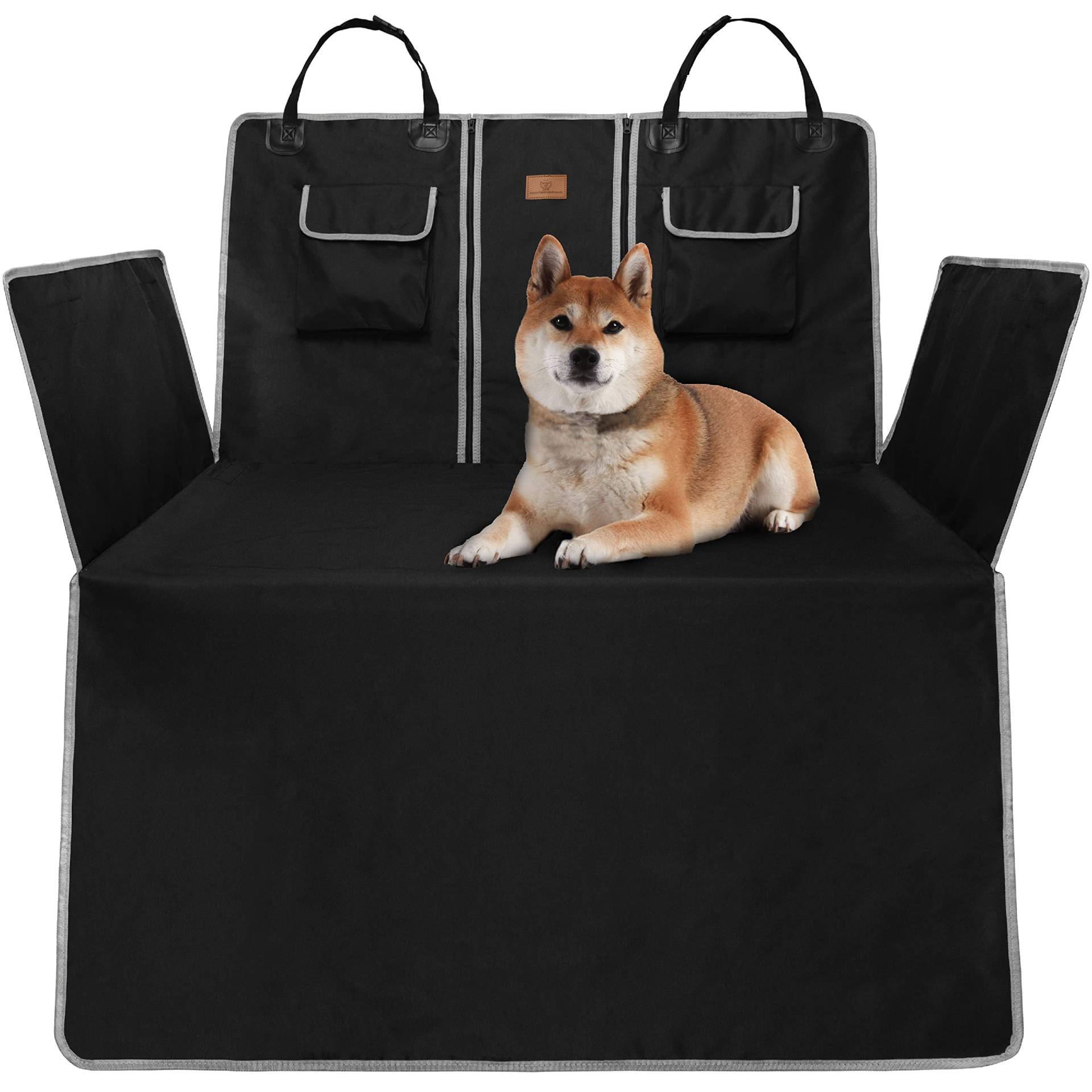 AMZPET Hundedecke Auto Kofferraum - Kofferraumschutz Hund Kombi - Kratzfeste Kofferraum Schutzmatte mit Aufbewahrungstaschen - Wasserdichter Kofferraum Schutzmatte Hund (59x127x100 cm) von AMZPET