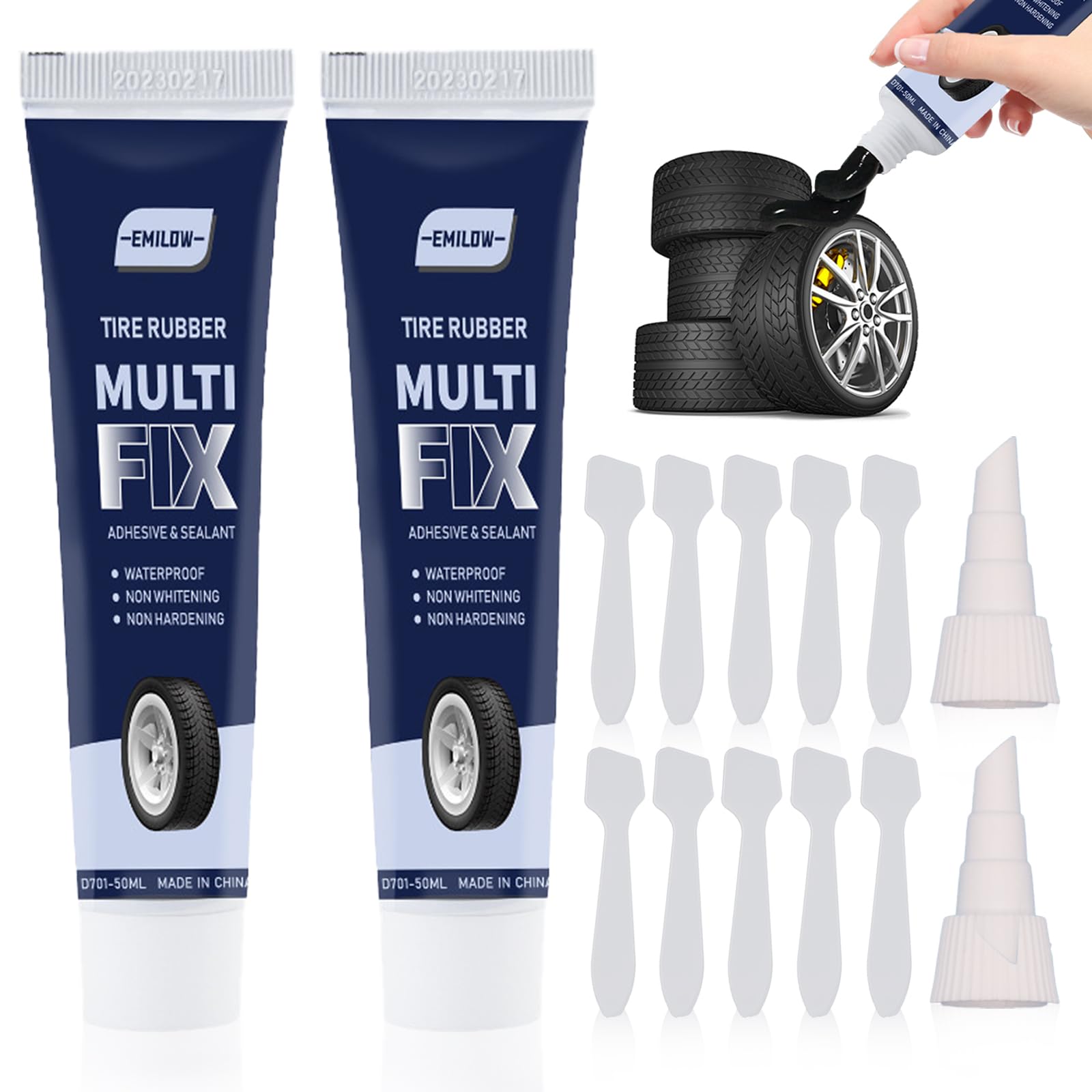 AN-WATTY 2 Stück Gummikleber, Felgen Reparaturset, Reifenreparaturset, Reifendichtmittel Auto, Reifen Reparaturset, Autoreifen Reparaturset, Schnelle Reparatur von Reifenrissen und Ablösungen von AN-WATTY