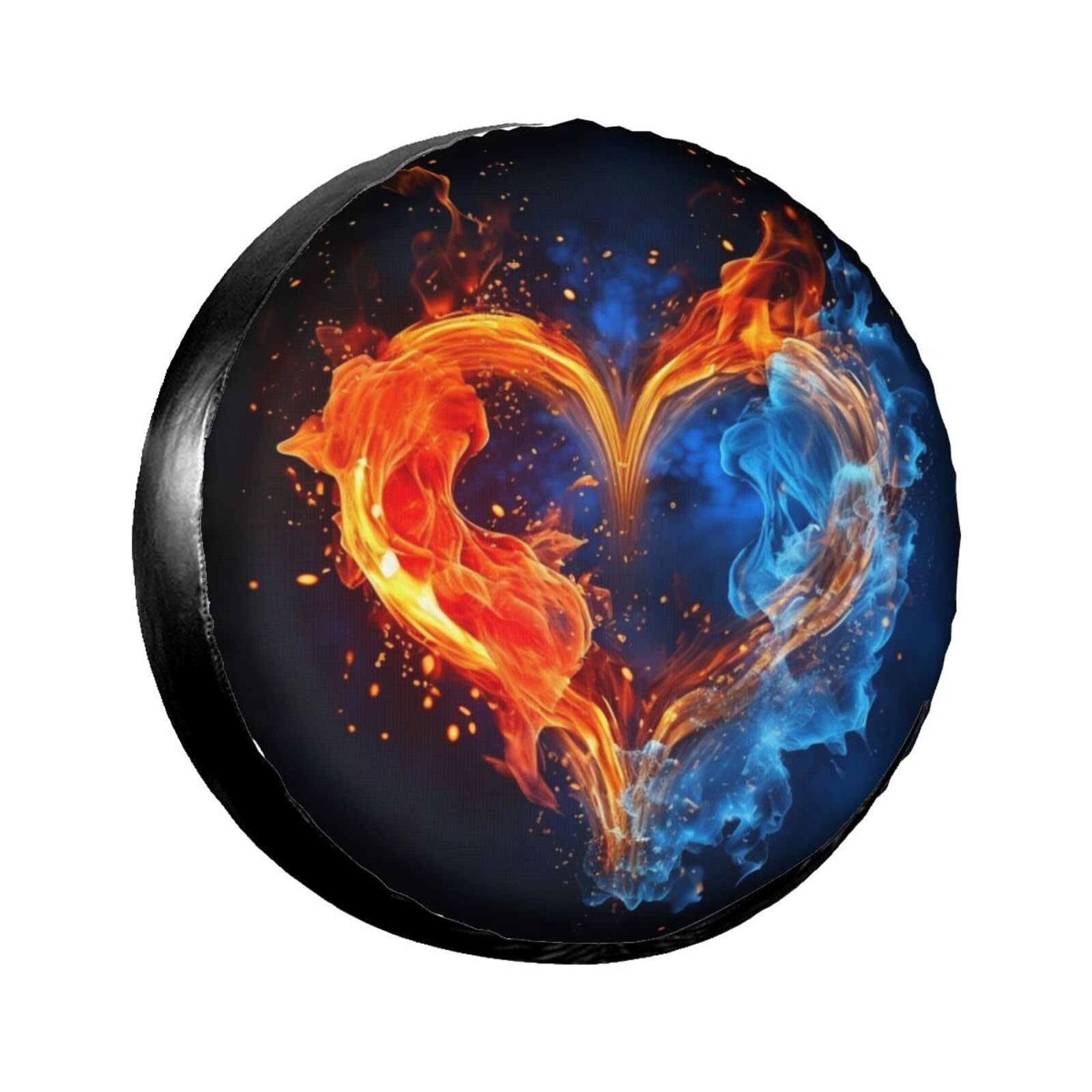 Fire and Water Heart Reifenabdeckung, Radschutz, wasserdicht, staubdicht, für Anhänger, SUV, LKW, verstellbar, 43,2 cm von ANABPRMA