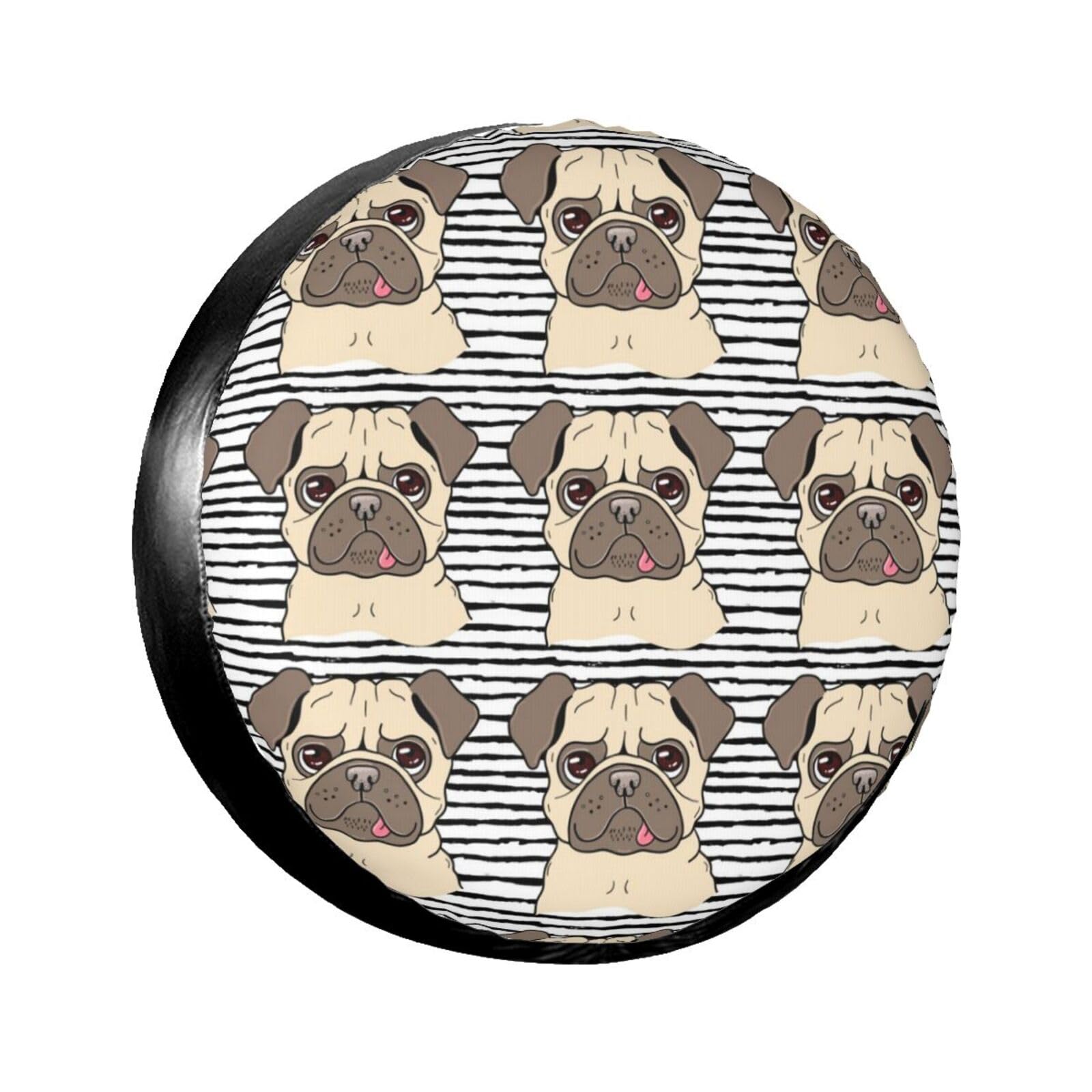 Funny Happy Pug Dog Reifenabdeckung, Radschutz, wasserdicht, staubdicht, für Anhänger, SUV, LKW, verstellbar, 40,6 cm von ANABPRMA