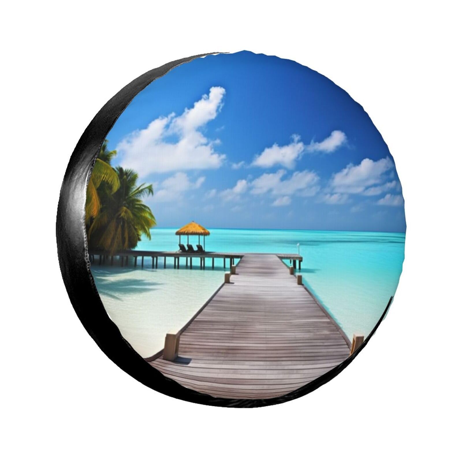 Maldives Holidays Reifenabdeckung, Radschutz, wasserdicht, staubdicht, für Anhänger, SUV, LKW, verstellbar, 43,2 cm von ANABPRMA