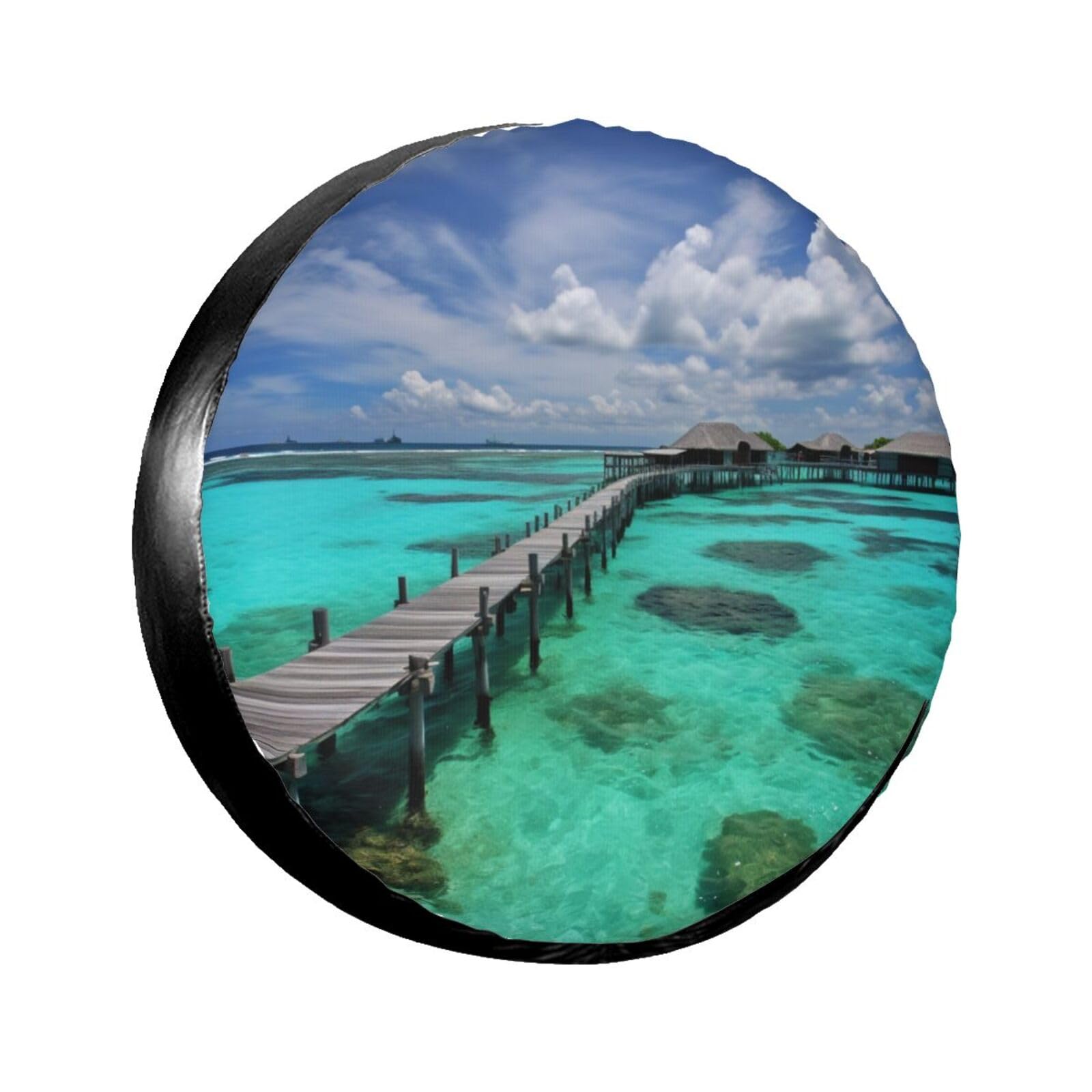 Maldives Scenery Reifenabdeckung, Radschutz, wasserdicht, staubdicht, für Anhänger, SUV, LKW, verstellbar, 35,6 cm von ANABPRMA