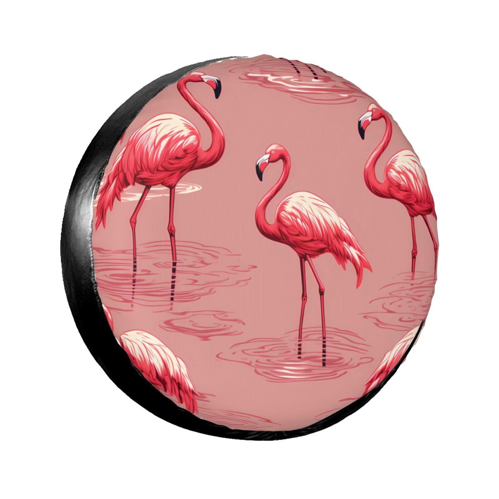 Painting Flamingo Reifenabdeckung, Radschutz, wasserdicht, staubdicht, für Anhänger, SUV, LKW, verstellbar, 43,2 cm von ANABPRMA