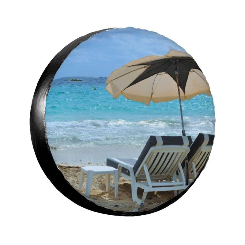 White Beach Tropical Sea Reifenabdeckung, Radschutz, wasserdicht, staubdicht, für Anhänger, SUV, LKW, verstellbar, 40,6 cm von ANABPRMA