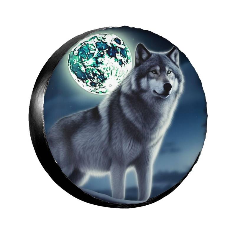 Wolf Under Moon Reifenabdeckung, Radschutz, wasserdicht, staubdicht, für Anhänger, SUV, LKW, verstellbar, 38,1 cm von ANABPRMA