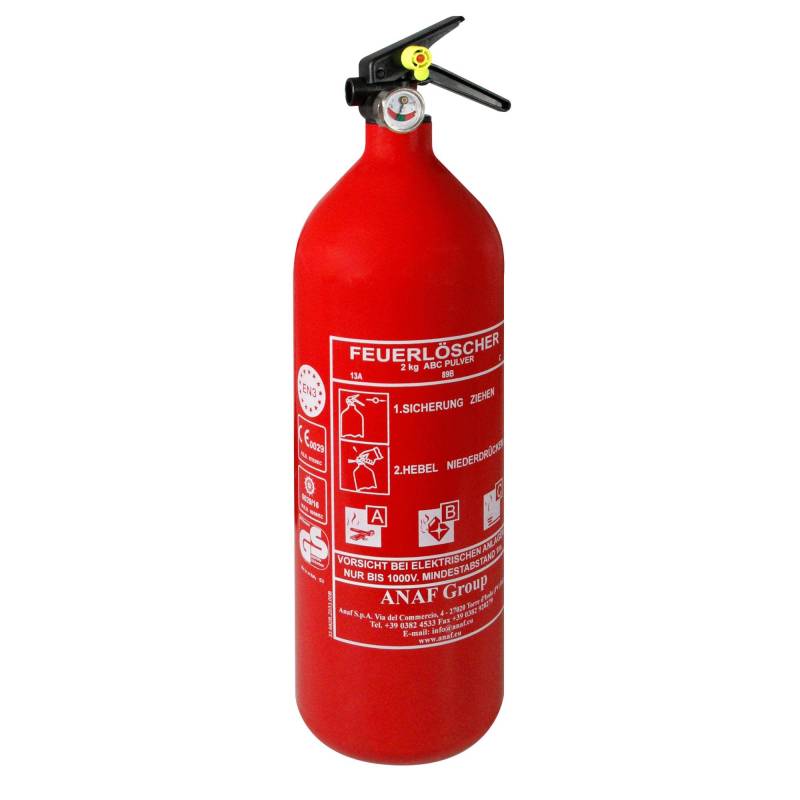 ANAF Auto Hand Feuerlöscher ABC Pulver 2kg ABC DIN EN3 von Protex