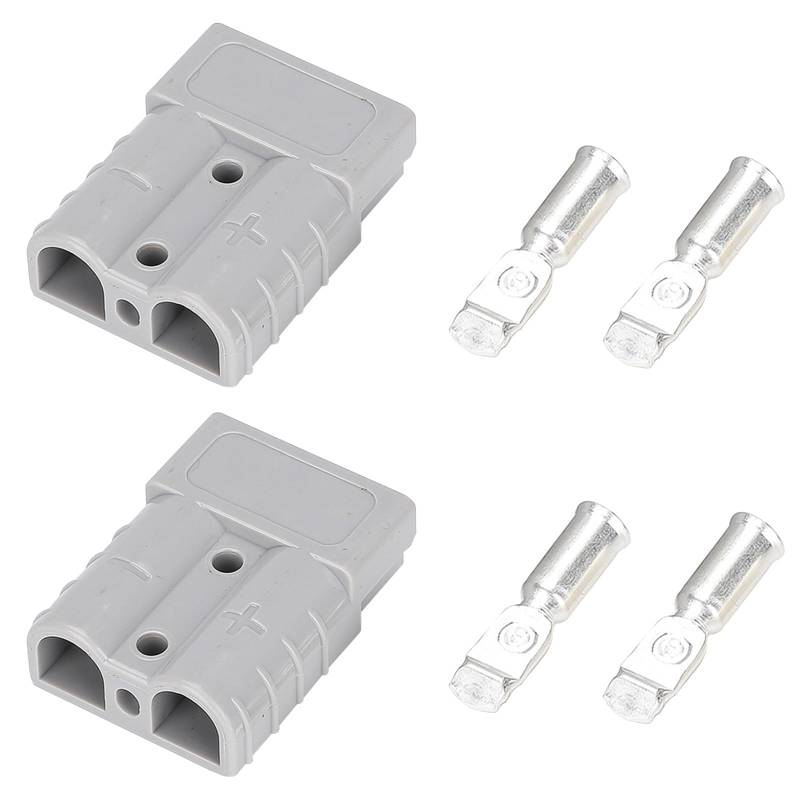 ANBOO 2 Stück Kabelverschraubung für Anderson Stecker 120A,Batterie Stecker,Batterieanschluss,Plug Hochstrom Schnellanschluss,Zertifizierte Schnellanschlusskabel,Für Auto,Wohnmobil,Boot(Grau) von ANBOO