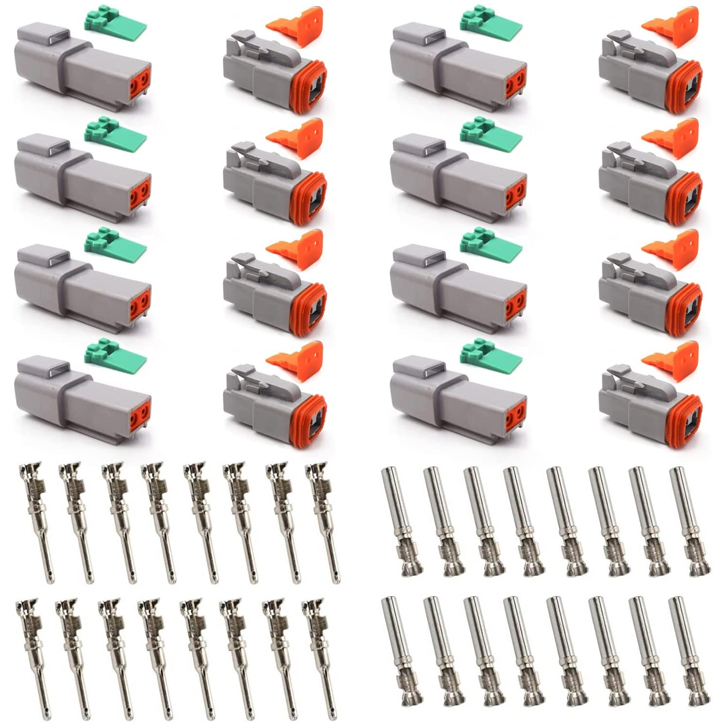 8 Sätze DT Stecker Set, Deutscher Stecker KFZ 2 Polig, Wasserdichter Elektrischer Steckverbinder, 22-18AWG DT Serie Kabelstecker für Auto LKW Boots von ANBOO