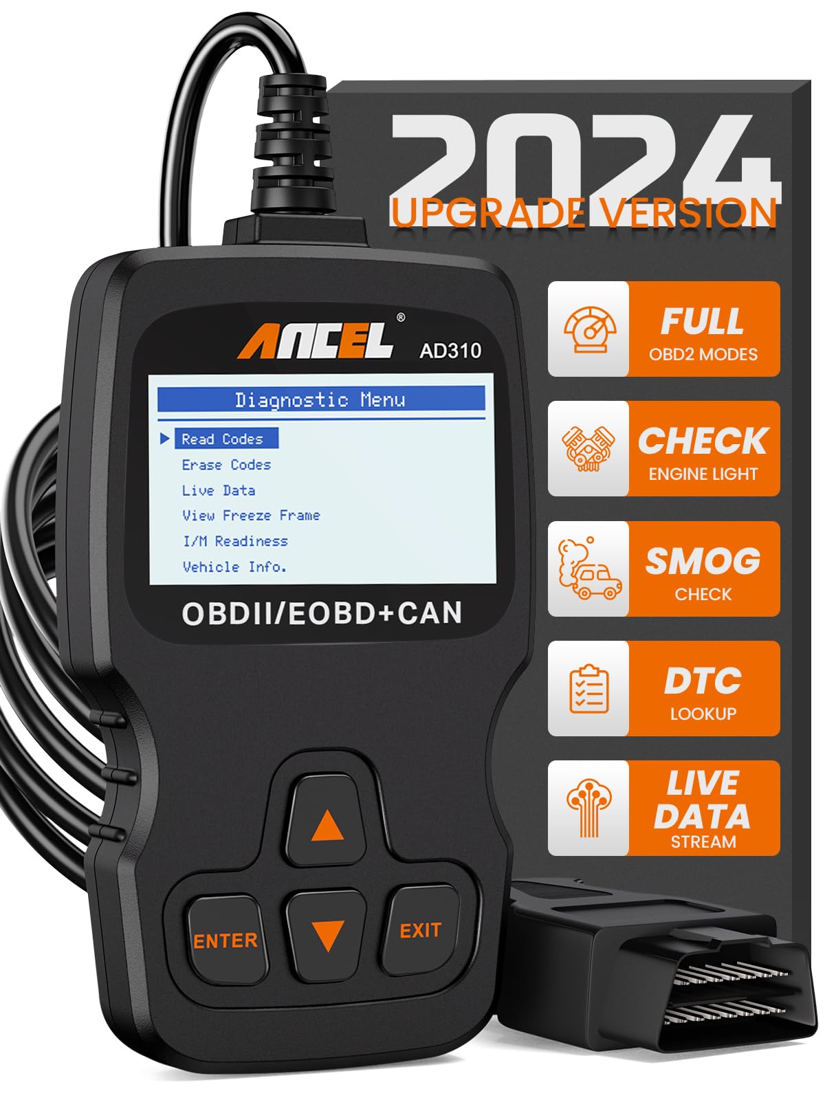 ANCEL AD310 OBD2 Diagnosegerät Auto, Motor Car Code Reader Diagnostic Tool, Auslesegerät Auto Vollständige OBD-Universaldiagnose, Kfz Diagnosegerät für Alle Fahrzeuge von ANCEL