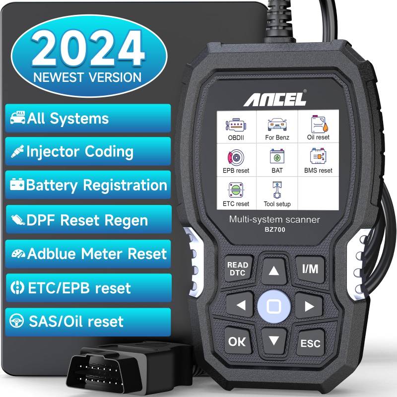 ANCEL BZ700 Professionelle OBD2 Diagnosegerät für Mercedes Benz/Sprinter/Smart Fahrzeuge Alles System OBD Scanner mit 14 Sonderfunktionen Öl ABS SAS TPMS EPB BMS DPF ETCS AdBlue(R) Reset KFZ Diagnose von ANCEL