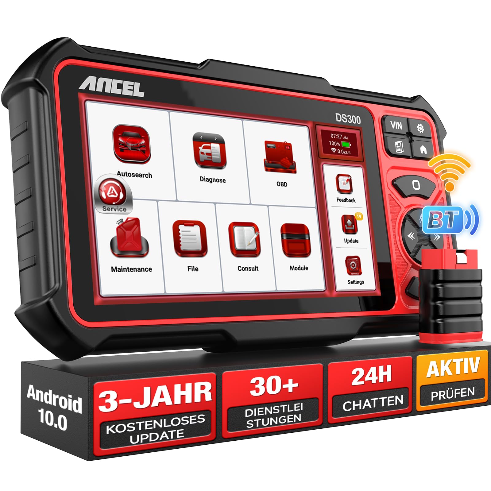 ANCEL DS300 Wireless Bidirektionale Steuerung OBD2 Diagnosegerät für Alle Fahrzeuge, Diagnosegerät Auto mit Alle System Diagnose und 30+ Resets, Auslesegerät Auto mit 3-Jahres-Updates, 24h Online-Chat von ANCEL