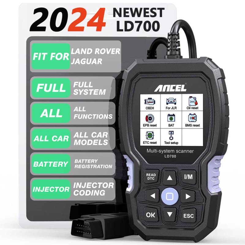 ANCEL LD700 OBD2 Diagnosegerät für Land Rover und Jaguar Fahrzeuge nach 1996, Alle Systeme Kfz Auslesegerät, 14+ Servicefunktionen Fehlerspeicher Auslesen mit Öl/ABS/EPB/DPF/TPMS/Injektor Reset... von ANCEL