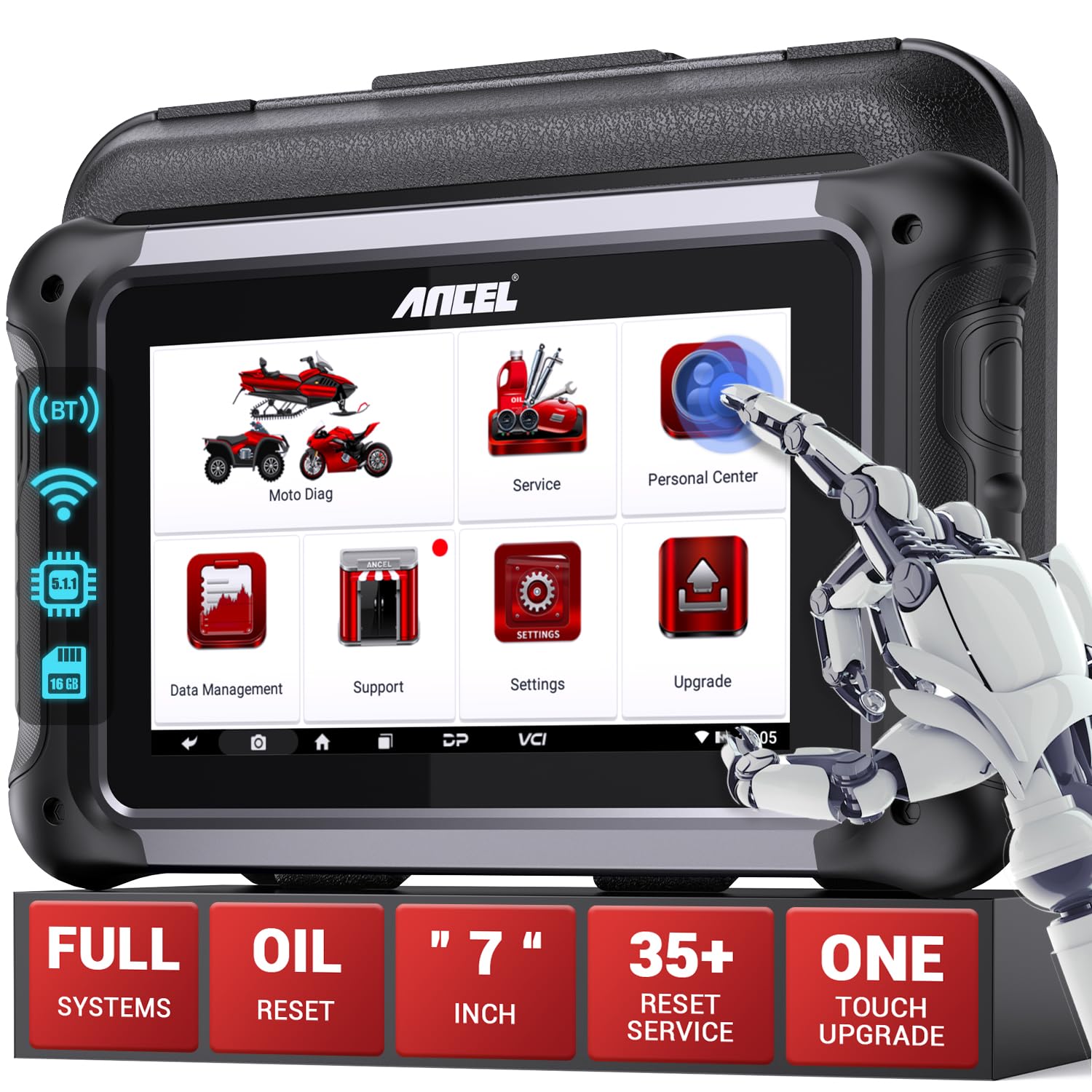 ANCEL MT700 Motorrad Diagnosegerät OBD2 Motorrad Scanner, Motorrad Diagnose Fehlerspeicher für Aprilia Benelli BMW Ducati Kawasaki KTM Suzuki Piaggio Triumph Yamaha Harley Davidson Polaris BRP von ANCEL