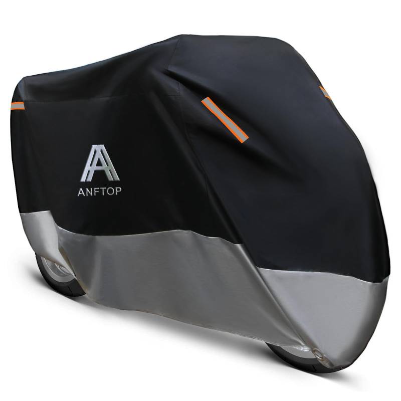 ANFTOP Motorrad Abdeckplane Outdoor Winterfest Wasserdicht Motorradabdeckung 210D Dicker Stoff Motorradgarage Motorroller Abdeckung Größe 250X105X125CM von ANFTOP