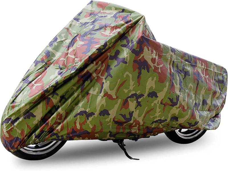 ANFTOP Wasserdicht Motorrad Abdeckung Camouflage Farbe UV Regen Schutz Staubdicht Breathable Scooter Motorrad Abdeckungen Mit Tragetasche Outdoor Cover Abdeckplane L von ANFTOP