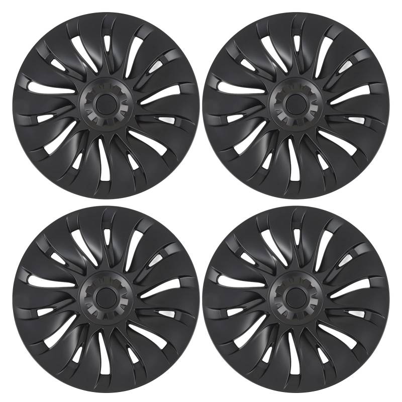 Modell Y 19 Zoll Mattes Schwarzes Hubcaps, Starke und Wasserfeste Aerodynamische Design Einfacher Einstufung bei den Installation Hubcaps für 2020 2023 4 PCs Matt Black Hubcap von ANGGREK