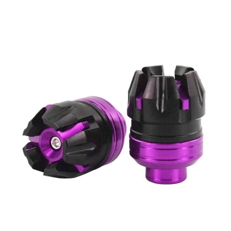 ANKOULA 1 Paar Universal Front Suspension Schutz Cup Rahmen Slider Fallen Protector for Motorrad Roller E-Bike Aluminium Und ABS(Purple) von ANKOULA