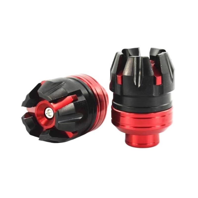 ANKOULA 1 Paar Universal Front Suspension Schutz Cup Rahmen Slider Fallen Protector for Motorrad Roller E-Bike Aluminium Und ABS(Red) von ANKOULA