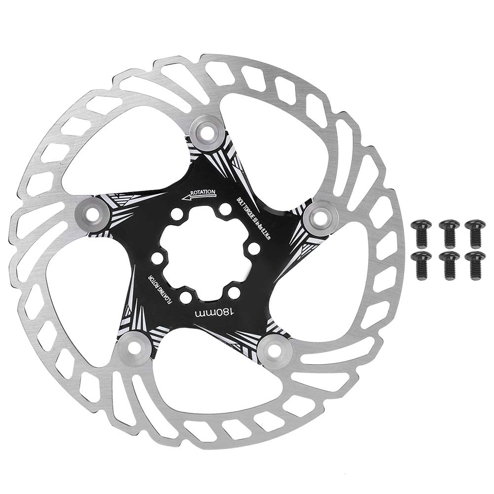 ANKROYU 180 mm 5-Loch-Fahrrad-Scheibenbremsscheibe, Fahrrad-Bremsscheibe aus Edelstahl-Aluminiumlegierung, kratzfester Bremsscheibenbelag, leichte Fahrrad-Scheibenscheibe zum (Schwarz) von ANKROYU