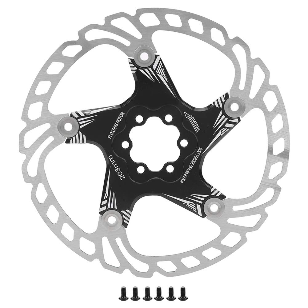 ANKROYU 203 mm 5-Loch-Fahrrad-Scheibenbremsscheibe, Fahrrad-Bremsscheibe aus Edelstahl-Aluminiumlegierung, kratzfeste Fahrrad-Bremsscheibe (Schwarz) von ANKROYU