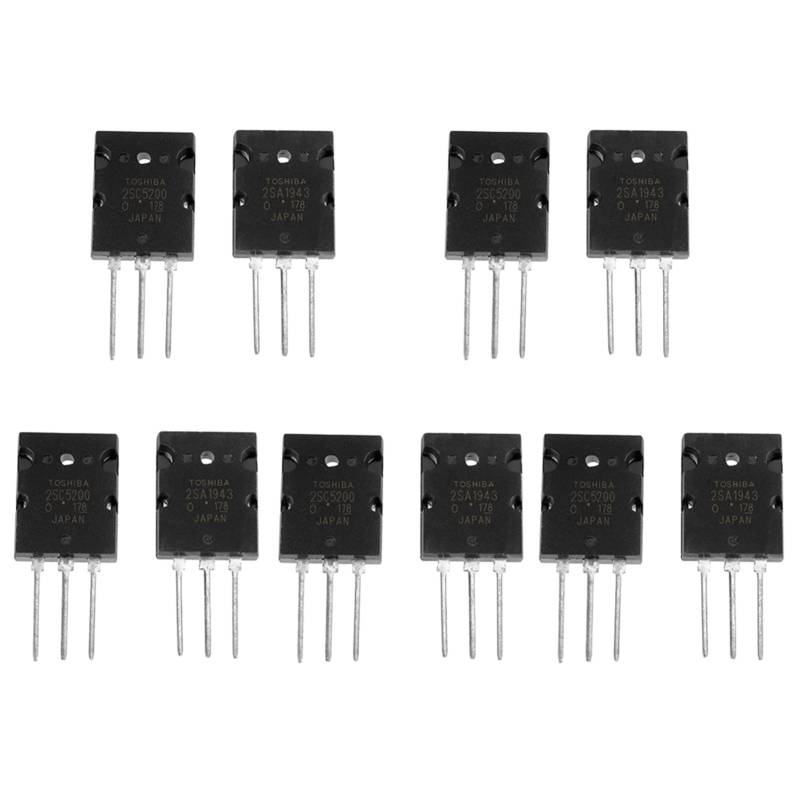 ANKROYU 5 Paar Schwarzer 2SA1943 2SC5200-Transistor, Silizium-Hochleistungs-Audiotransistor, Leistungsverstärker-Transistor, Audio-Transistor Zum Ersetzen Des Defekten von ANKROYU