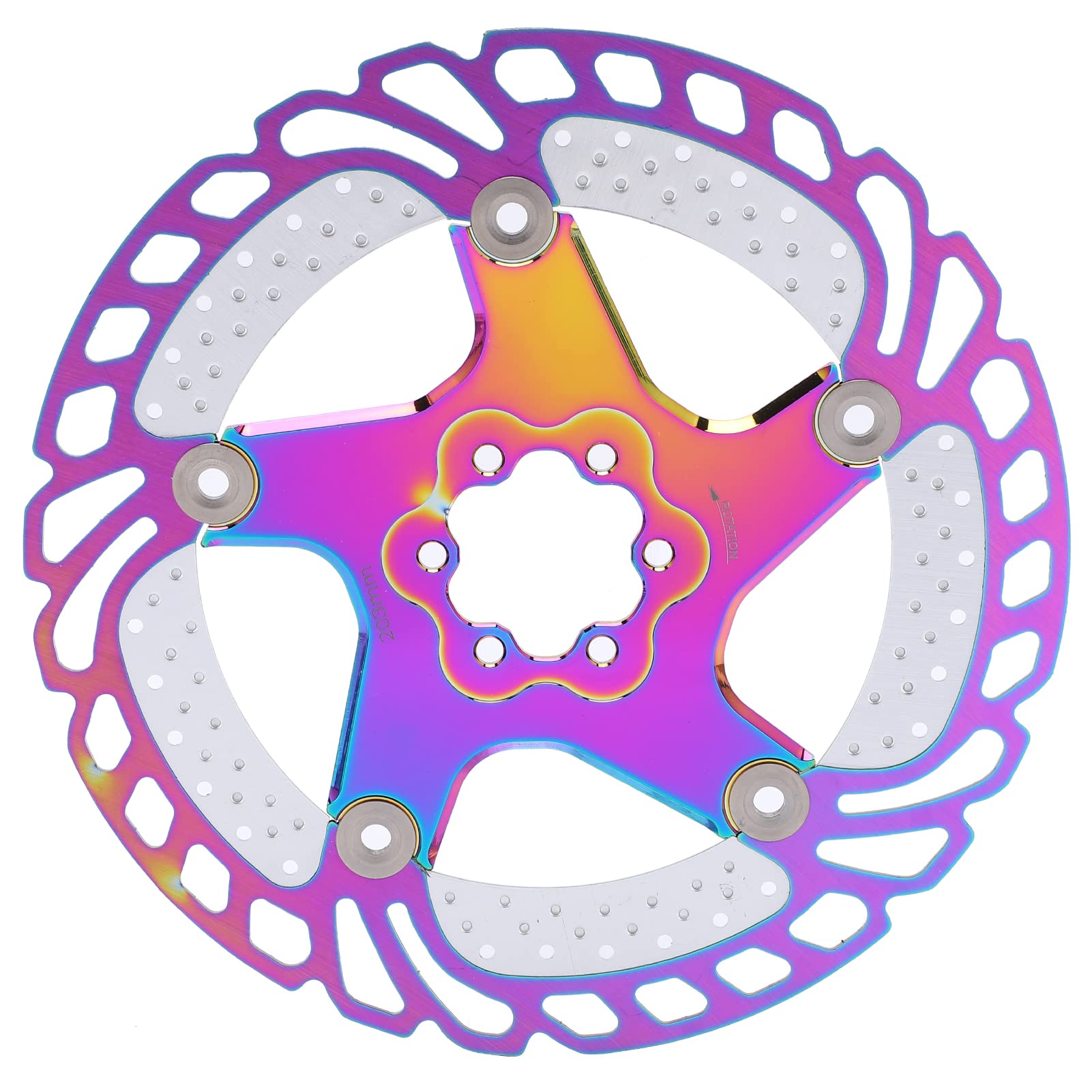 ANKROYU 6 Nägel Fahrrad-Scheibenbremsrotor, verschleißfester Fahrrad-Bremsrotor, Anti-Verformungs-Fahrradbremsen-Kühlrotor, Wärmeableitungs-Fahrrad-Scheibenrotor zum Radfahren (203mm) von ANKROYU