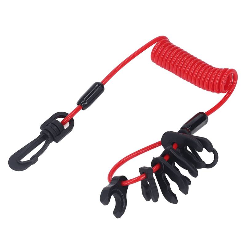 ANKROYU Bootsmotor-Schalter-Lanyard, PU-Sicherheitsgurt, Not-Aus-Federdraht, wasserdichtes Außenbordmotor-Schalter-Lanyard zum Austausch von ANKROYU