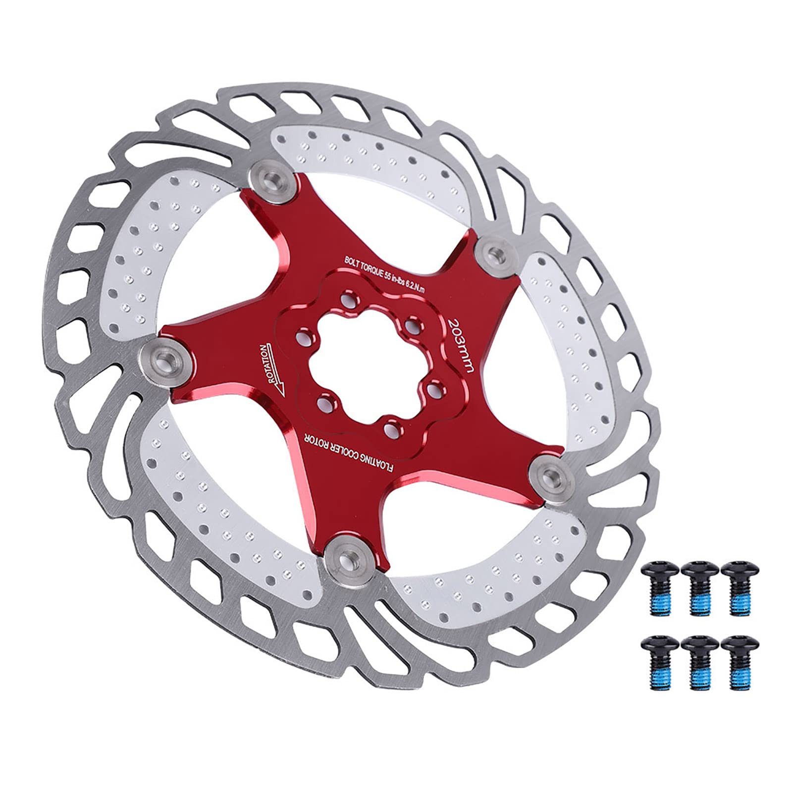 ANKROYU Fahrrad-Scheibenbremsrotor, Edelstahl-Fahrradbremsscheibe, schwimmender Fahrradkühlungsrotor, verschleißfester schwimmender Fahrradscheibenrotor für Mountainbikes (203mm) von ANKROYU