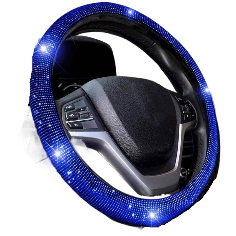 Lenkradbezug Winter Warm Auto Atmungsaktiver Anti-Rutsch-Lenkradschutz Mit Glitzernden Kristalldiamanten, Universelle 38 cm Große Strass-Lenkradabdeckung Auto Lenkradbezug rutschfest(Blue) von ANNAKETZPW