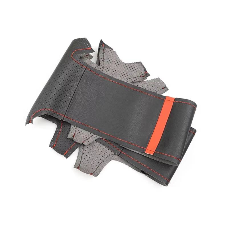 Lenkradbezug Winter Warm Auto Innen Lenkrad Abdeckung Hand Geflecht Perforierte Leder Trim Für Nissan Für Pathfinder Für III Für Frontier Auto Lenkradbezug rutschfest(Red line-Red) von ANNAKETZPW