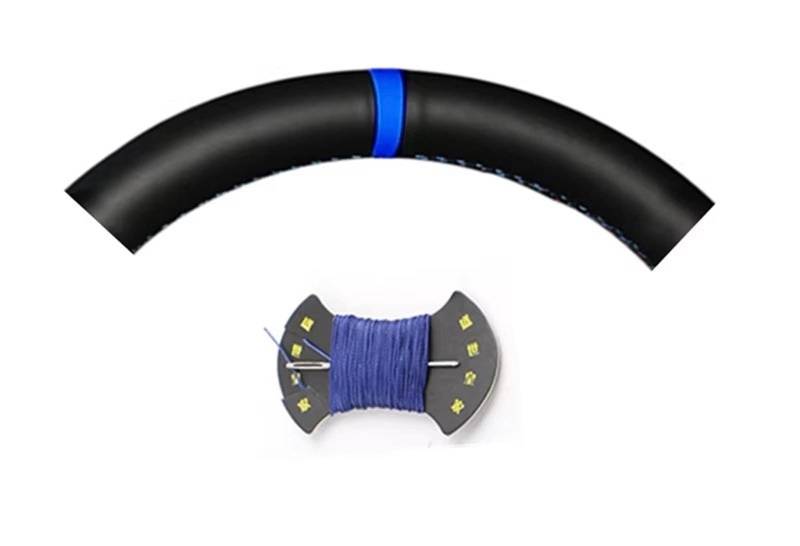 Lenkradbezug Winter Warm Für Golf 5 Für Mk5 Für GTI Für VW Auto-Lenkradbezug Aus Schwarzem Wildleder, Handgenäht Auto Lenkradbezug rutschfest(Blue Marker Thread) von ANNAKETZPW