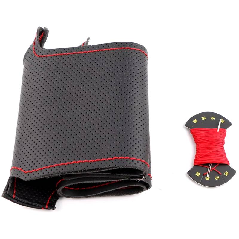 Lenkradbezug Winter Warm Für Mini Für Coupe 2001-2006 Leder Geflecht Für Lenkrad Auto Lenkrad Abdeckung Auto Lenkradbezug rutschfest(Red Thread) von ANNAKETZPW