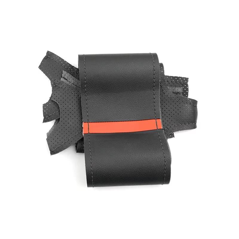 Lenkradbezug Winter Warm Für VW Für Golf 7 Für GTI Für Golf R Für MK7 Schutz Perforierte Leder Trim Hand Nähen Auto Lenkrad Abdeckung Auto Lenkradbezug rutschfest(B red Strip) von ANNAKETZPW