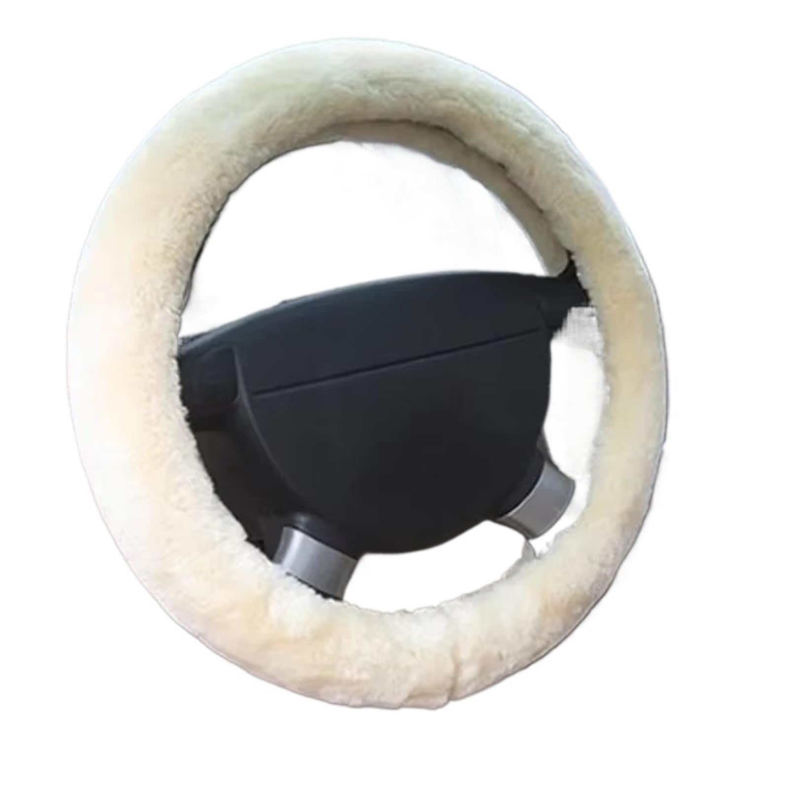 Lenkradbezug Winter Warm Plüsch Winter Lenkrad Schutz Abdeckung Zubehör 38 cm Weiche Kurze Pelz Auto Lenkrad Abdeckung Warm Auto Lenkradbezug rutschfest(Beige) von ANNAKETZPW