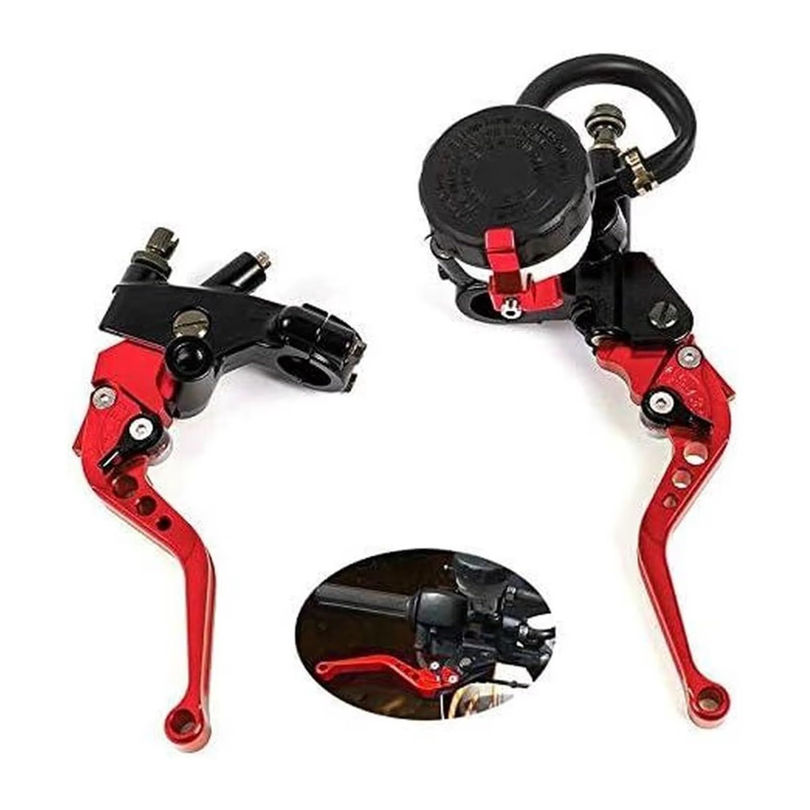 Motorrad Kupplung Geeignet Für Die Meisten Motorräder. 22-mm-Aluminium-Motorrad-Kupplungsbrems-Hauptzylinder-Reservoir-Hebel-Kit, Flüssigkeitsreservoir-Set Kupplung Bremshebel(Red) von ANNAKETZPW