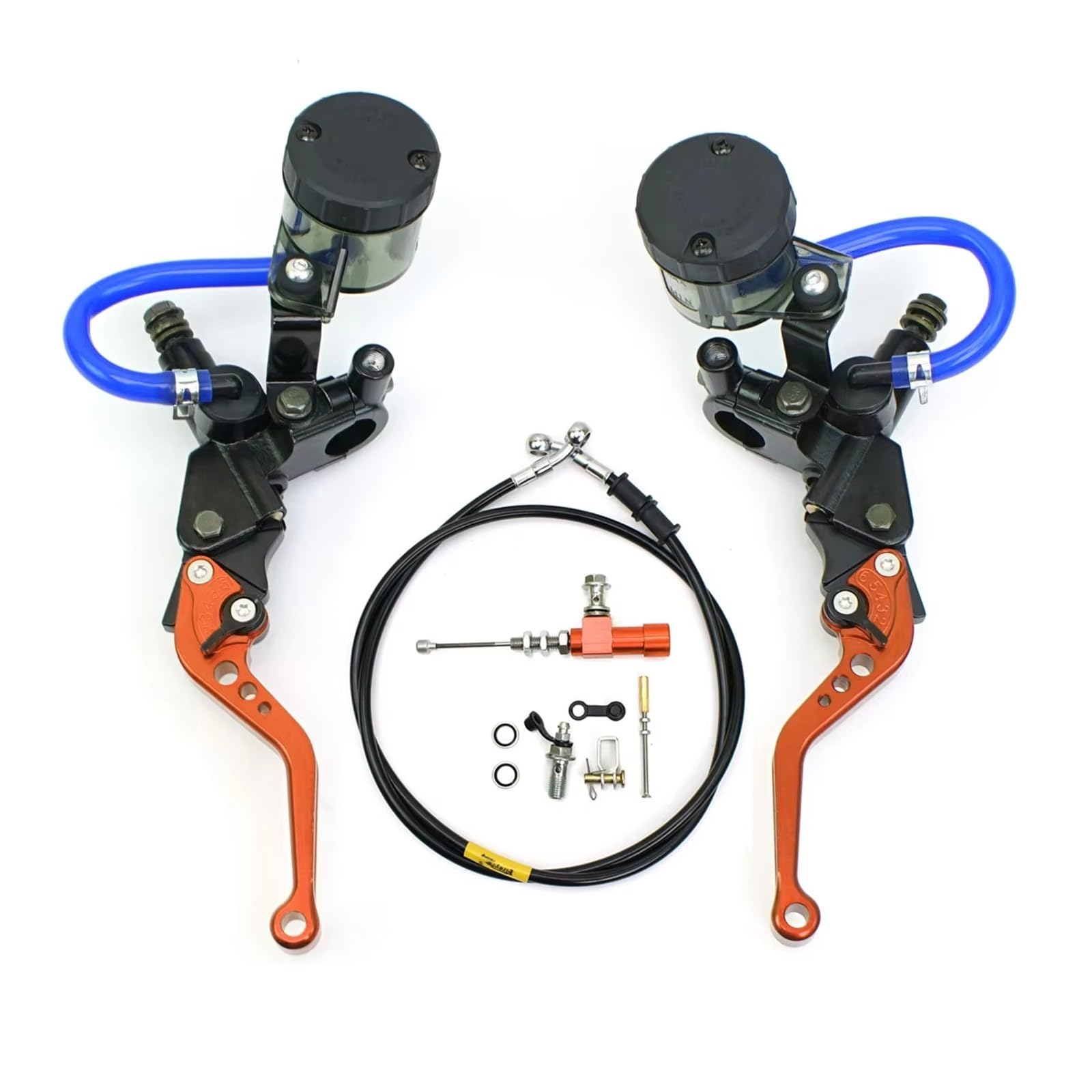 Motorrad Kupplung Motorrad Universal CNC Hydraulische Kupplungshebel Bremsgriffe Pumpe Hauptzylinder Motocross Accesorios Kupplung Bremshebel(One Set Orange) von ANNAKETZPW